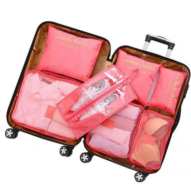 Rose Color Durable Portable Travel Bag Nylon Waterproof Storage Bag Organizer For Shoes Clothes Luggage Case High Capacity Suitcase Tote 